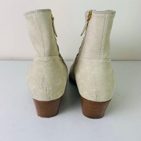 Polo by Ralph Lauren Women's Lucille Calfskin Suede Ankle Boots Cream Size 10B - Picture 6 of 16